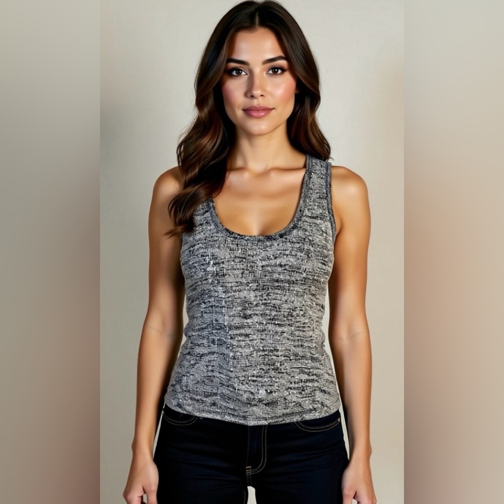 Pilcro Textured Black and Gray Tank Top
